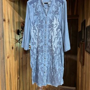 Reba Blue Long Sleeve Dress
